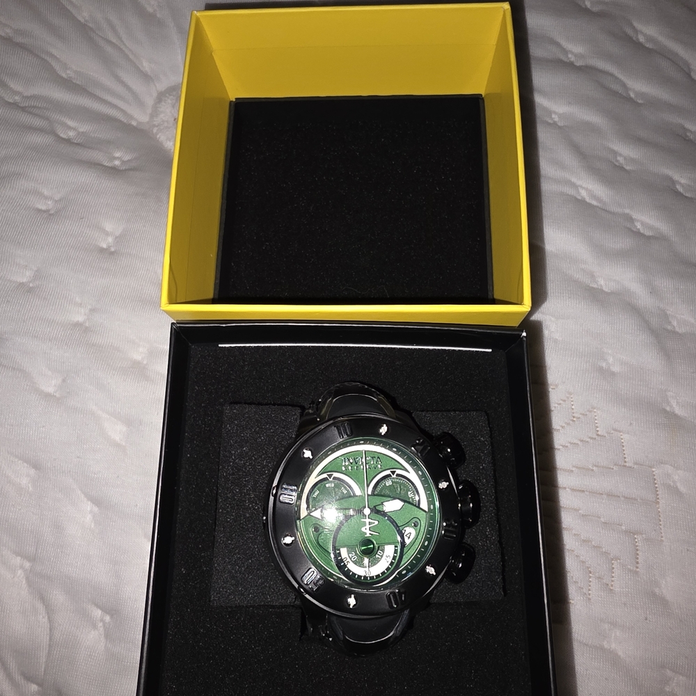 Invicta Black and Green Chronograph Watch